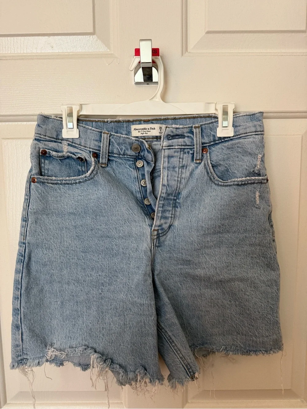 Abercrombie & Fitch Light Wash Button-Front Denim Shorts